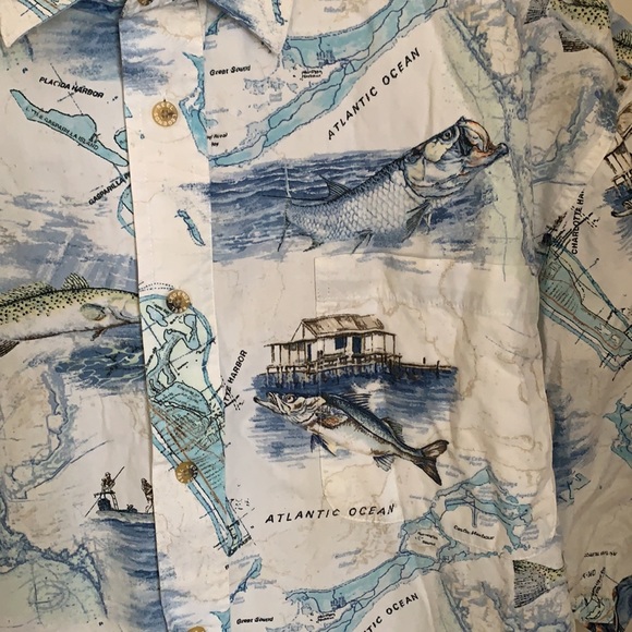 Men’s short sleeve, collared shirt, ocean pattern - Picture 3 of 5